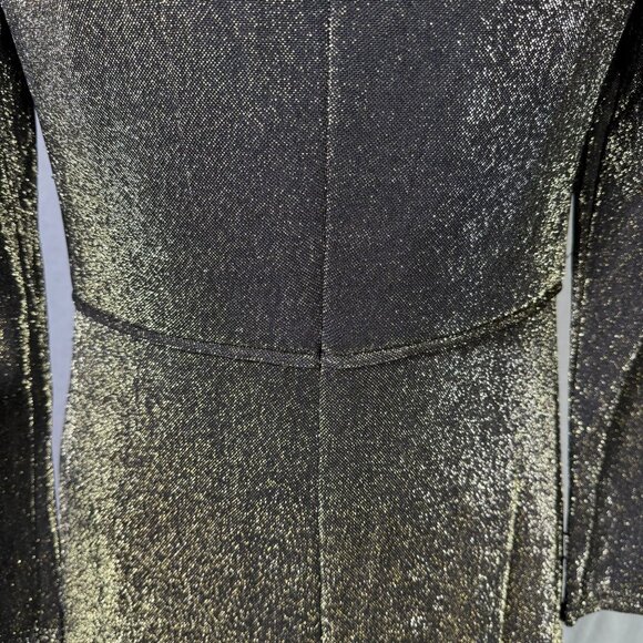 NWT Ieena For Mac Duggal Metallic Black & Gold Long Sleeve Gown Size 10 - Picture 11 of 12